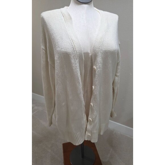 Lane Bryant Womens Ivory Cardigan Sweater Size M - Picture 1 of 5